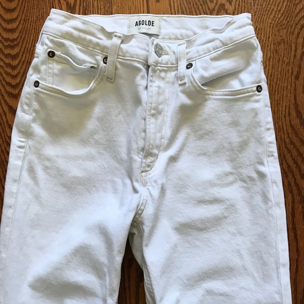 AGOLDE Wilder Jeans Womens 24 White High Rise Straight Leg Stretch Denim Pants - Picture 5 of 14
